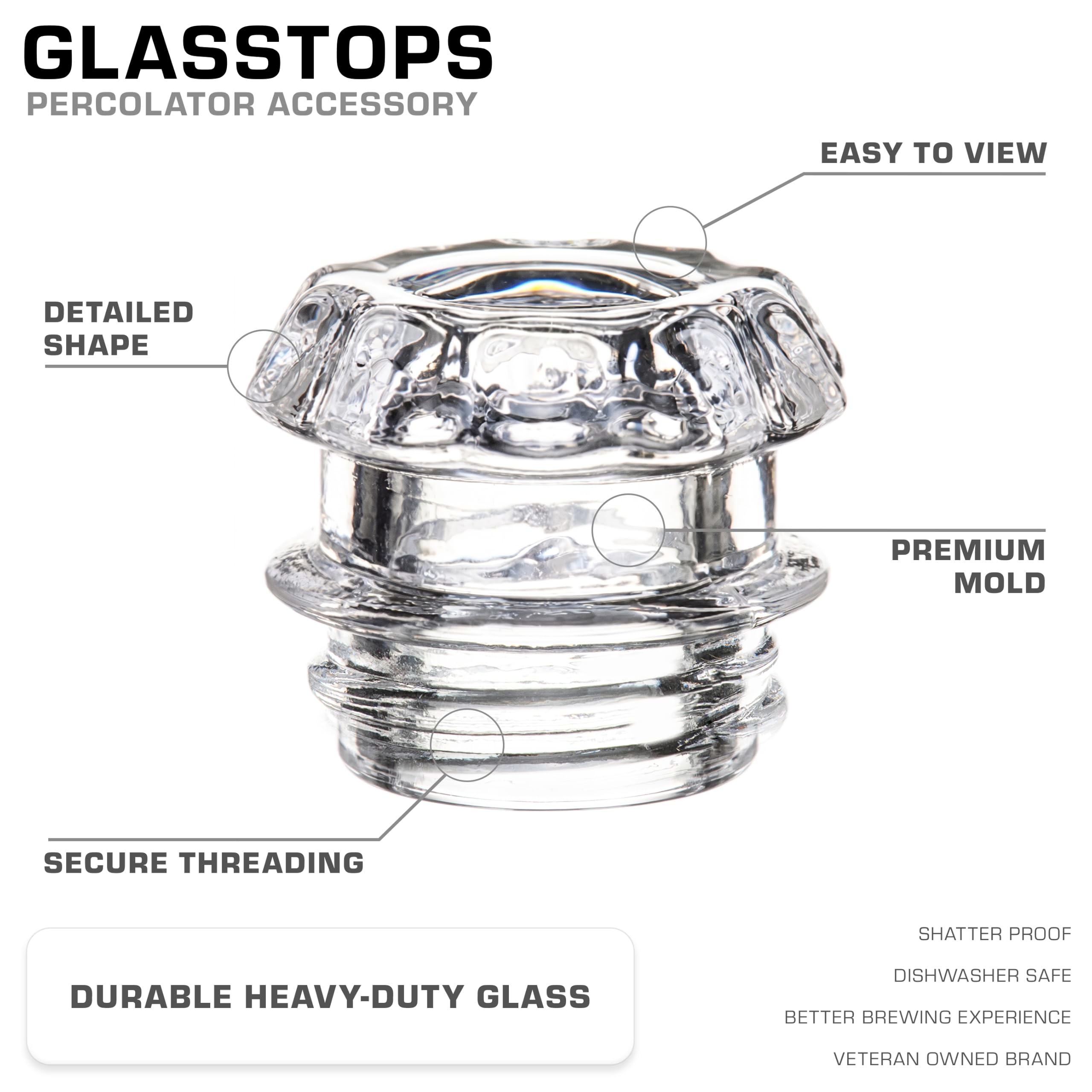 Coletti Percolator Glass Top Replacement - 2 Pack -2