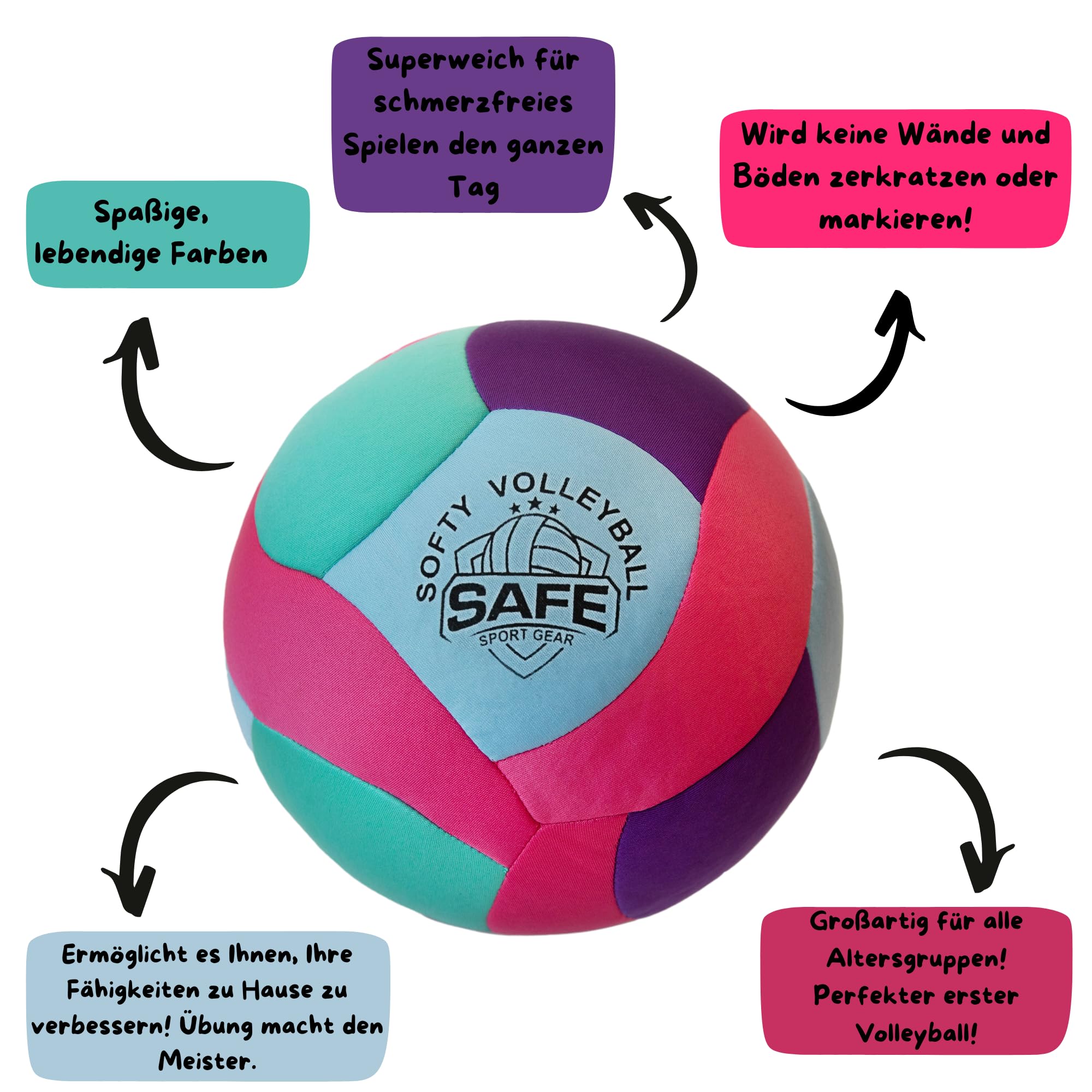 Safe Sport Gear - Softy Volleyball - Superweicher - Perfekter für Kinder und Erwachsene – Indoor- und Outdoor-Spiel – Realistisches Gefühl und Sprung