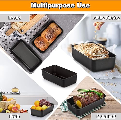 Miniatura 6 de LIANYU Paquete de 4 moldes para pan para hornear, molde para pan de 9 x 5, molde para hornear pan de acero inoxidable, molde para pastel de carne