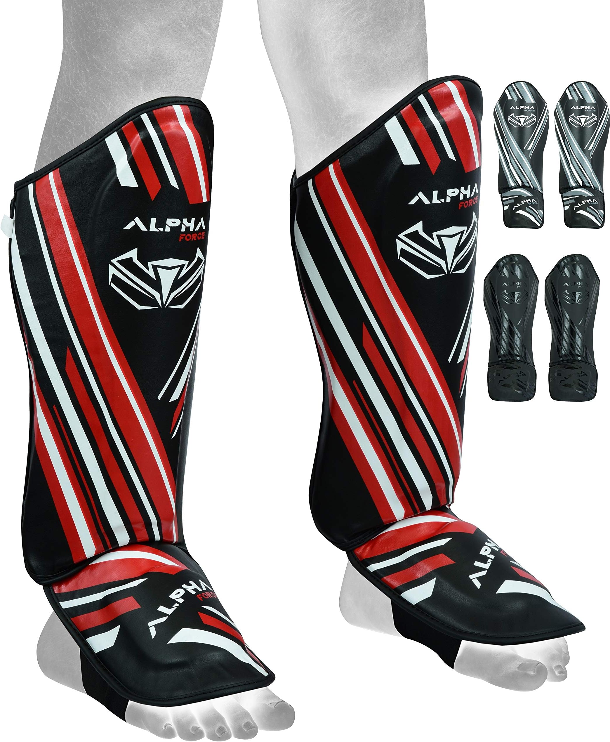 ALPHA FORCE MMA Shinguards Kickboxing MMA, Muay Thai Shin & Instep Guards Leg Pad Training Protective Gear