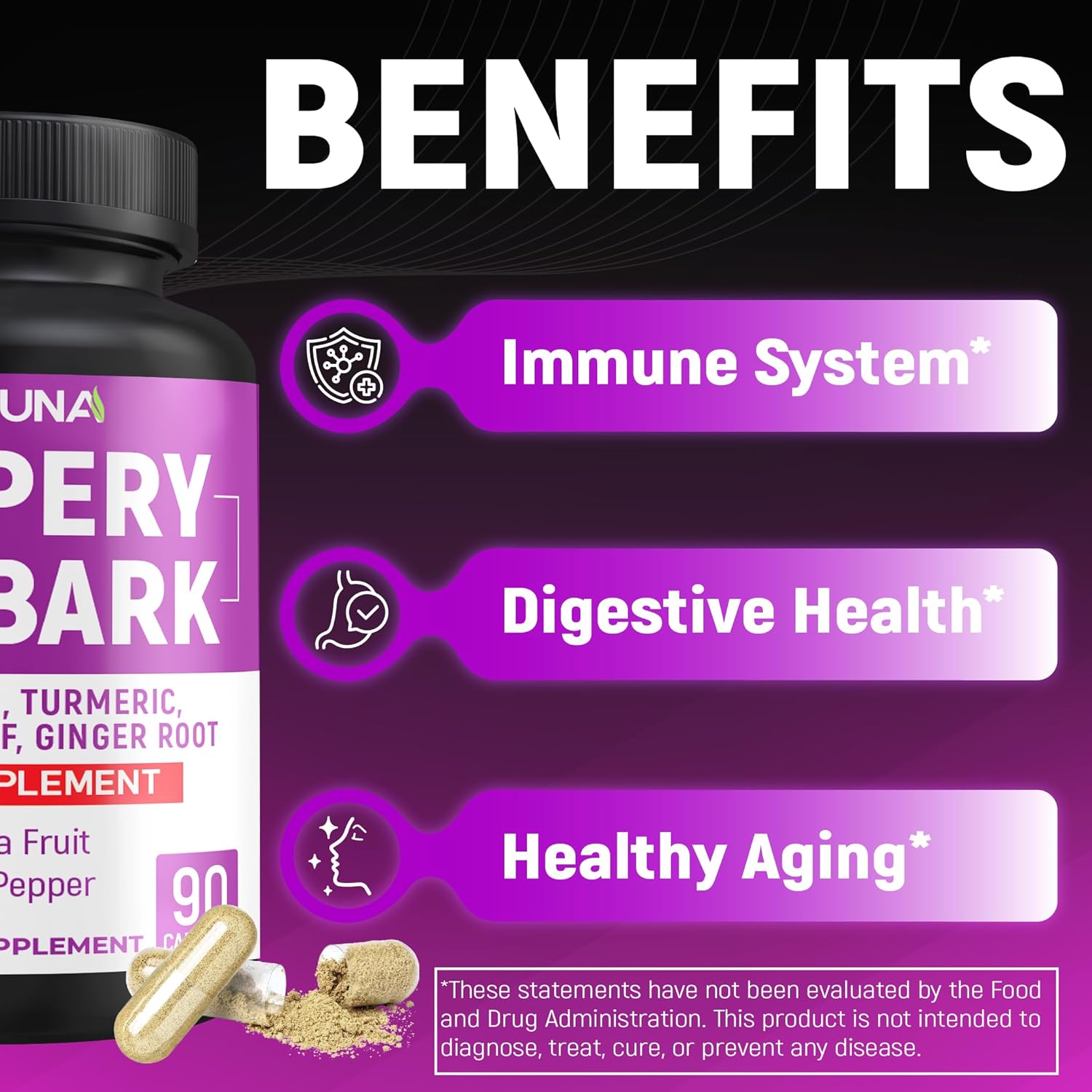 Slippery Elm Capsules with Slippery Elm, Papaya Fruit, Apple Pectin - 90 Capsules for 3 Months Supply