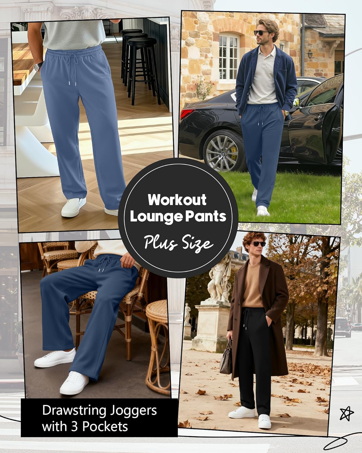 3 Pack Men's Big and Tall Sweatpants Athletic Workout Lounge Pants Plus Size Drawstring Joggers with 3 Pockets - Image 5