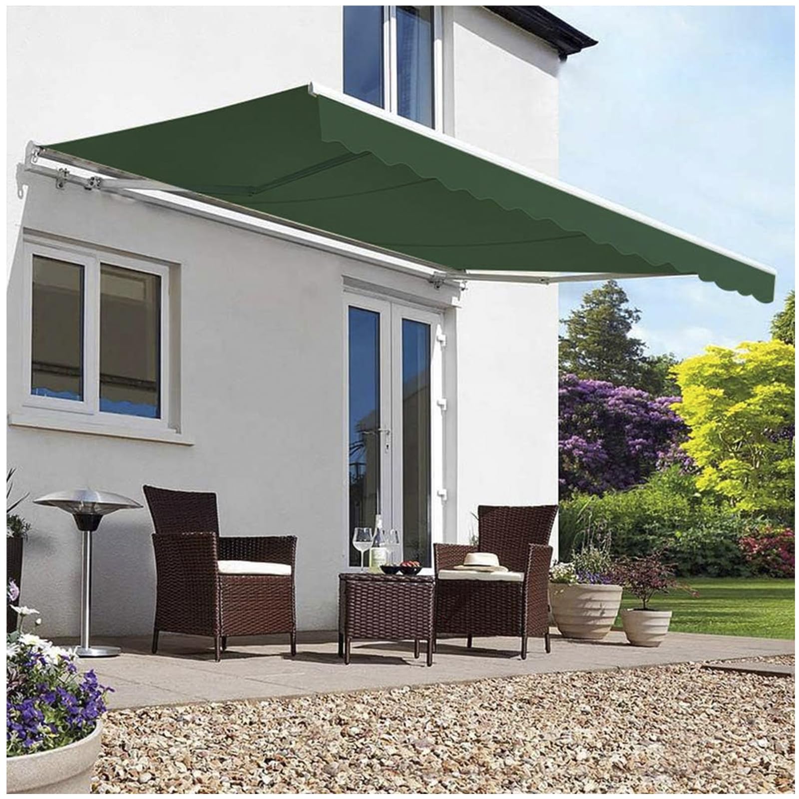 Ausziehbares Sonnensegel für draußen, mit manueller Kurbel, wasserdicht, Sonnenschutz, für Hof, Balkon oder Deck, verstellbarer 
