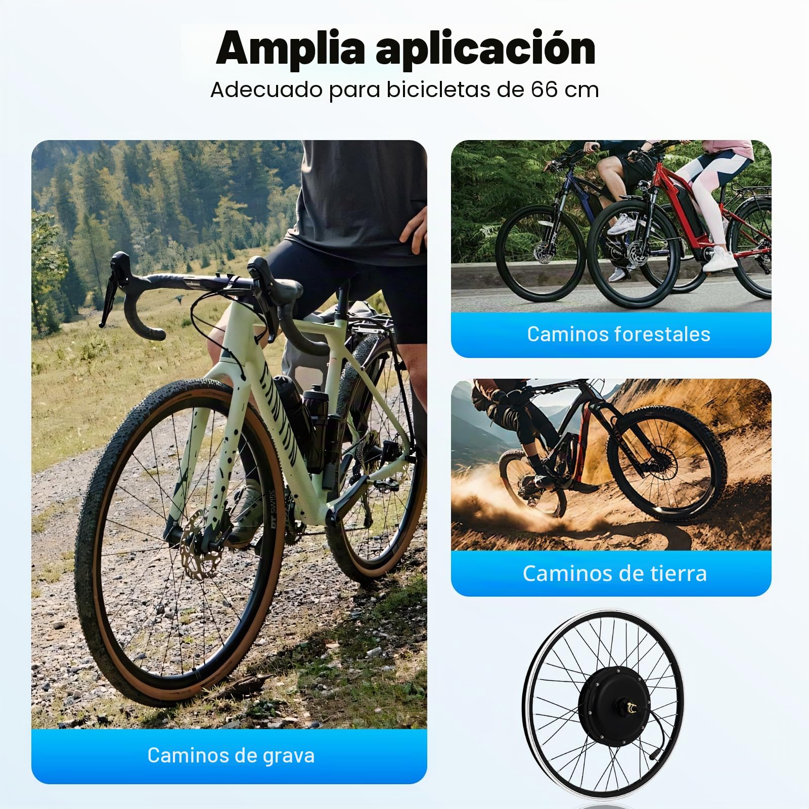 Kit de conversión de bicicleta eléctrica 26 pulgadas 48V 1500W rueda trasera con pantalla LCD y controlador piñón libre 7 velocidades PAS