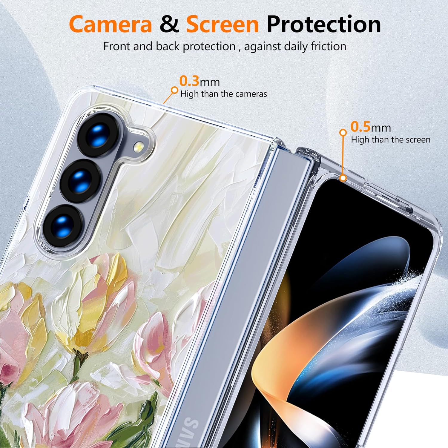 Magnetic for Galaxy Z Fold 7 Case,Built-in Magnet Circle&Wireless Charging,Military-Grade Shockproof case Cover for Z Fold 7 [Oil Painting of Tulips] MUS-CXDZ-09-09