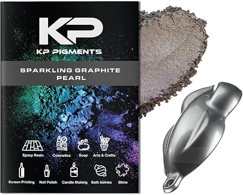 KP Pigments Sparkling Graphite Pearlescent - Polvo de mica fina 100% puro, pigmentado naturalmente, multiusos, manualidades, tinte, fabricación de