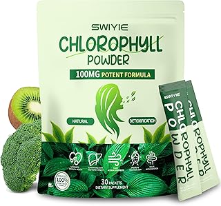 Chlorophyll Powder – 100mg Liquid Clorofila for Drinking – Natural Herbal Detox Supplement – Supports Gut & Breath – Chlorophyll Water Formula – 10g x 30 Packets