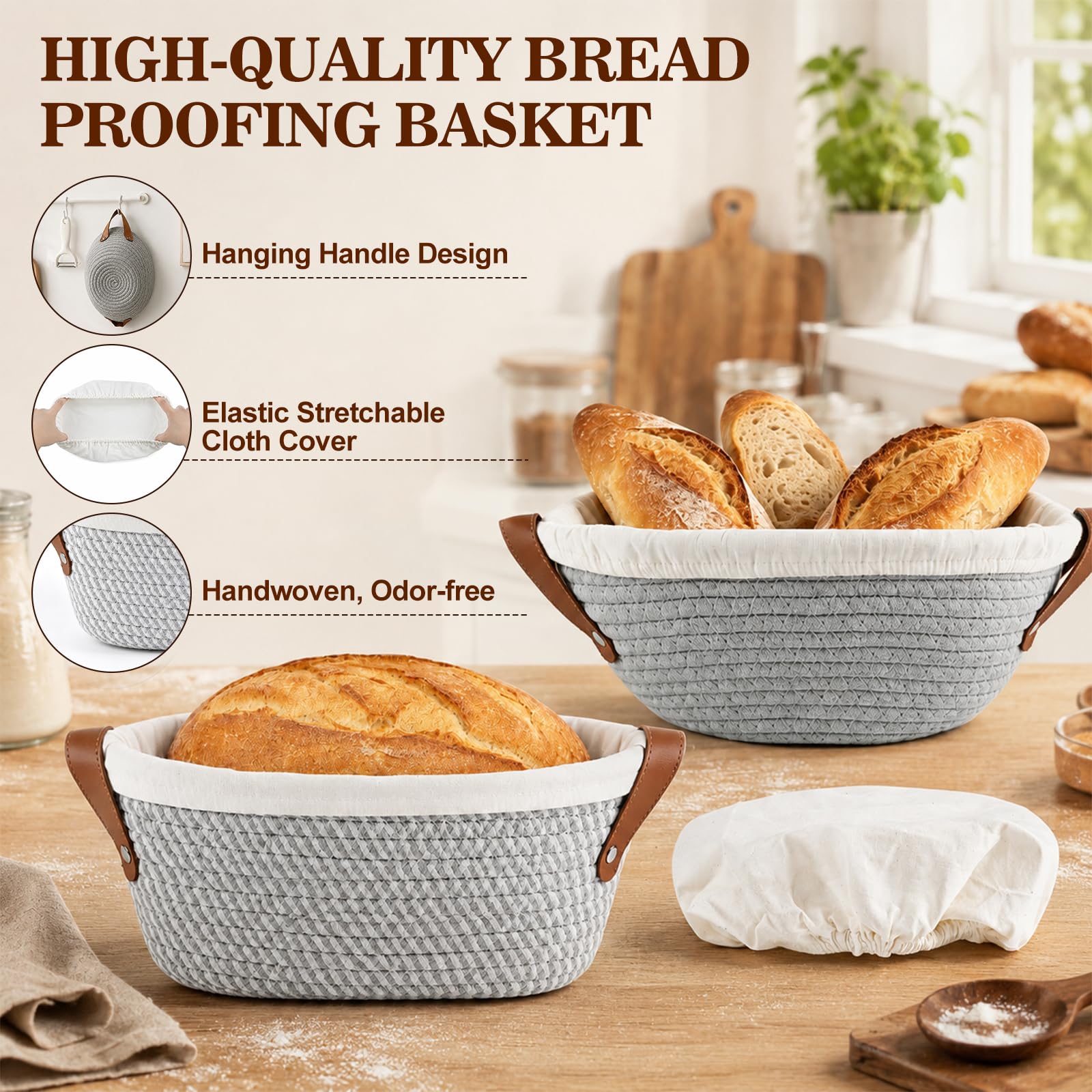 Banneton pour Pain, Rond et Ovale Banneton, 51 Pièces Kit de Départ pour Levain Naturel, Kit Boulangerie Professionnel, Kit Pain au Levain pour les Débutants, les Boulangers Expérimentés
