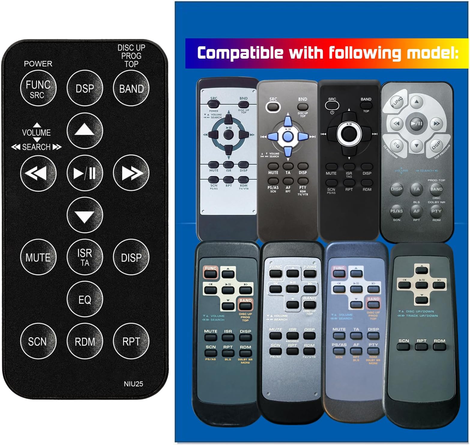 Replacement Remote Control for Clarion DUZ-385SAT DUZ385SAT DUB-278RMP BD268RMP BD269RMP DXZ825 Car Receiver Audio System
