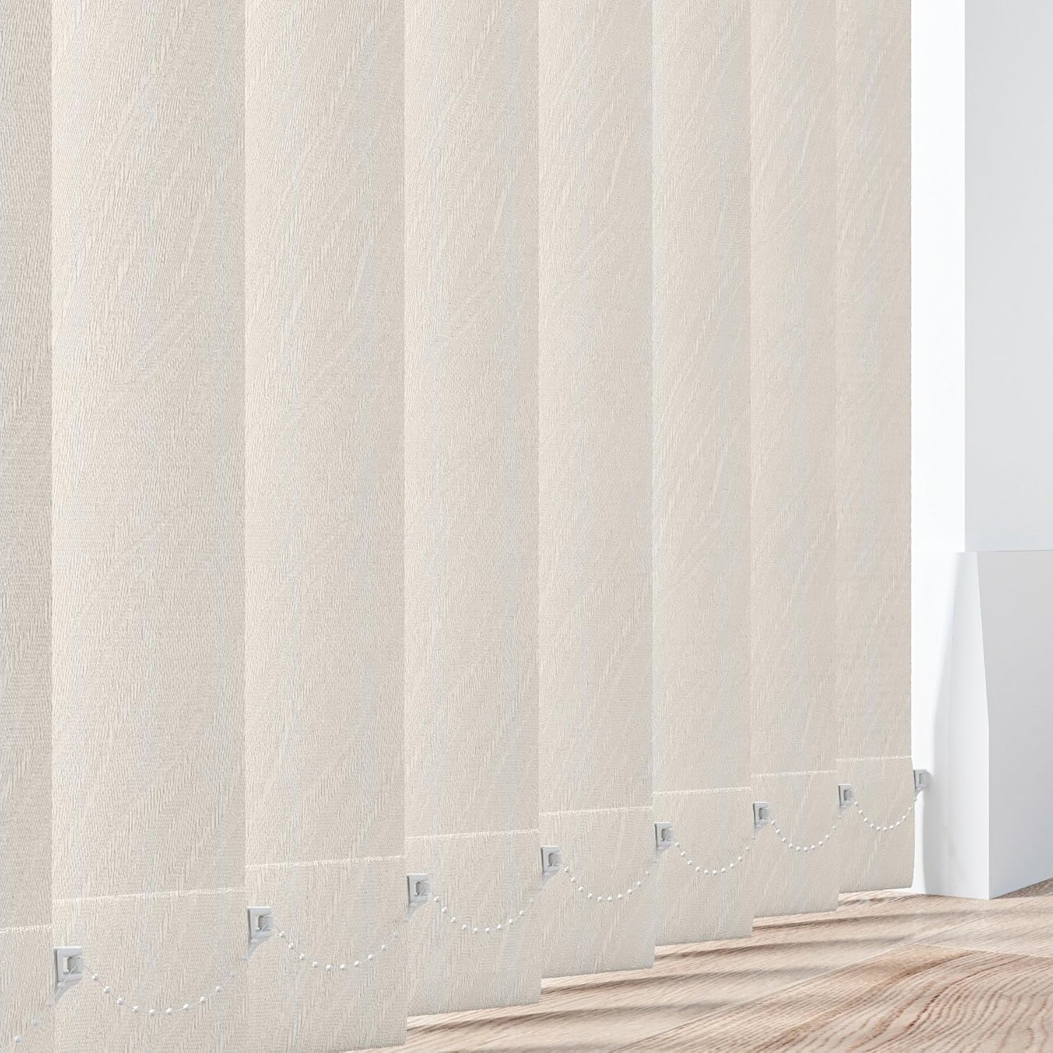 Made to Measure Vertical Blind Slats 89mm (3.5") in Pacific Ivory | Custom Size Replacement Vertical Louvres with Hangers Weights & Chains | Wipeable Replacement Louvres | Window Blind Slats
