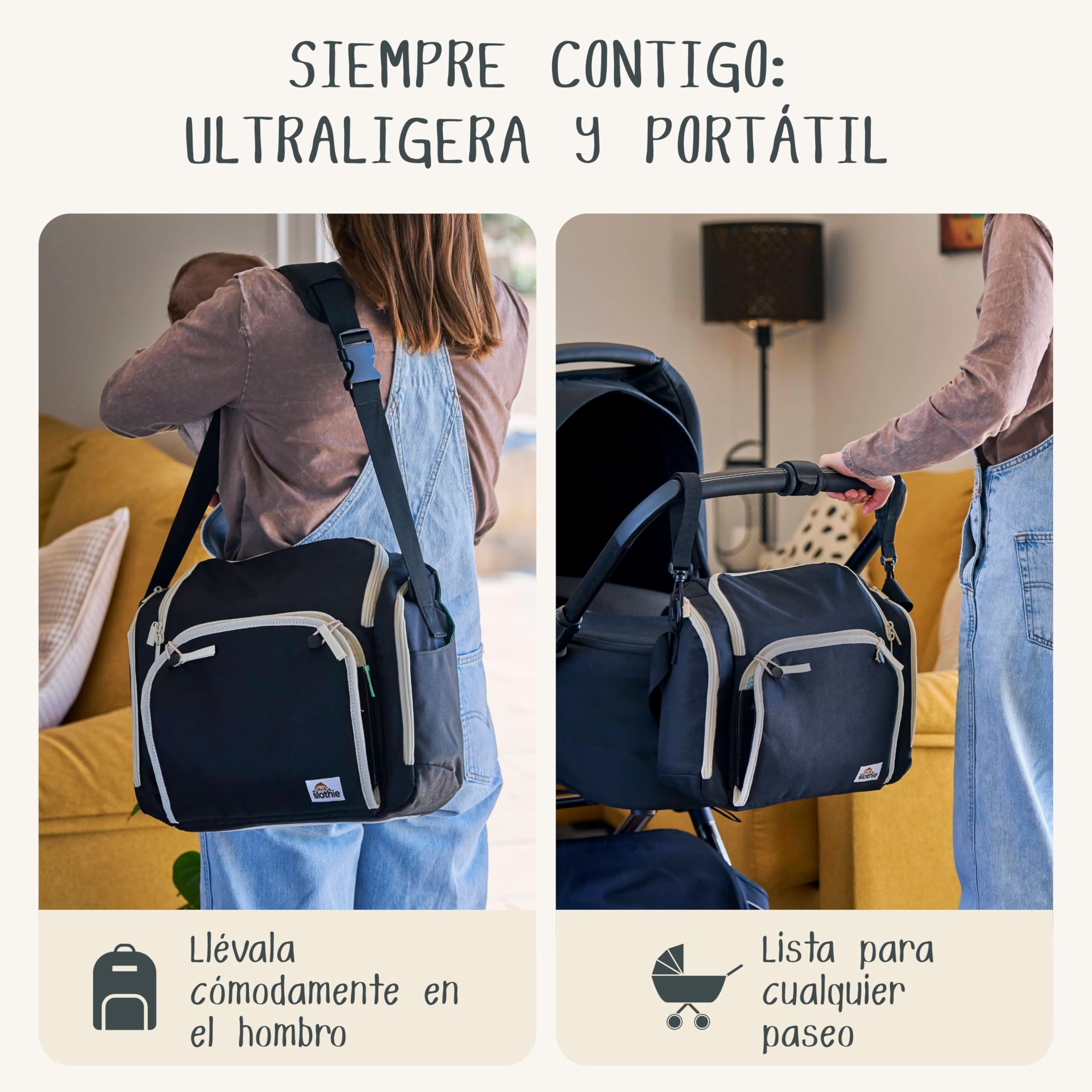 Slothie Trona Portátil para Bebé – Trona de Viaje Portátil para Comer, Asiento Elevador Plegable con Almacenamiento, Incluye Colgador Carrito y Babero de Silicona