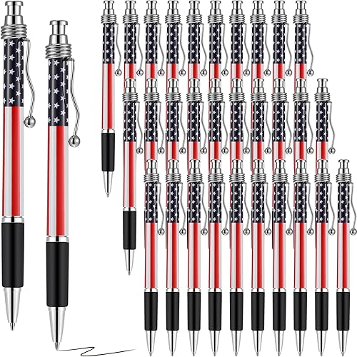 32 bolígrafos de tinta negra de 0.039 in con la bandera estadounidense, bolígrafos de tinta de gel para el Día de la Independencia para escribir en