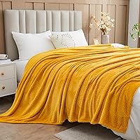 Vista 8 de NEWCOSPLAY Super Soft Throw Blanket Mustard Yellow Premium Silky Flannel Fleece Leaves Pattern Lightweight Bed Blanket All Season Use