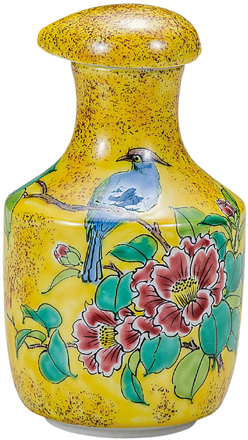 五彩花瓶 Kutani Ware Soy Sauce Bottle Yoshida-ya Flower & Bird K9-426