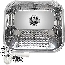 Mini Tanque Inox 40x34x20cm 18 Litros C/Válvula e Sifão Flexível