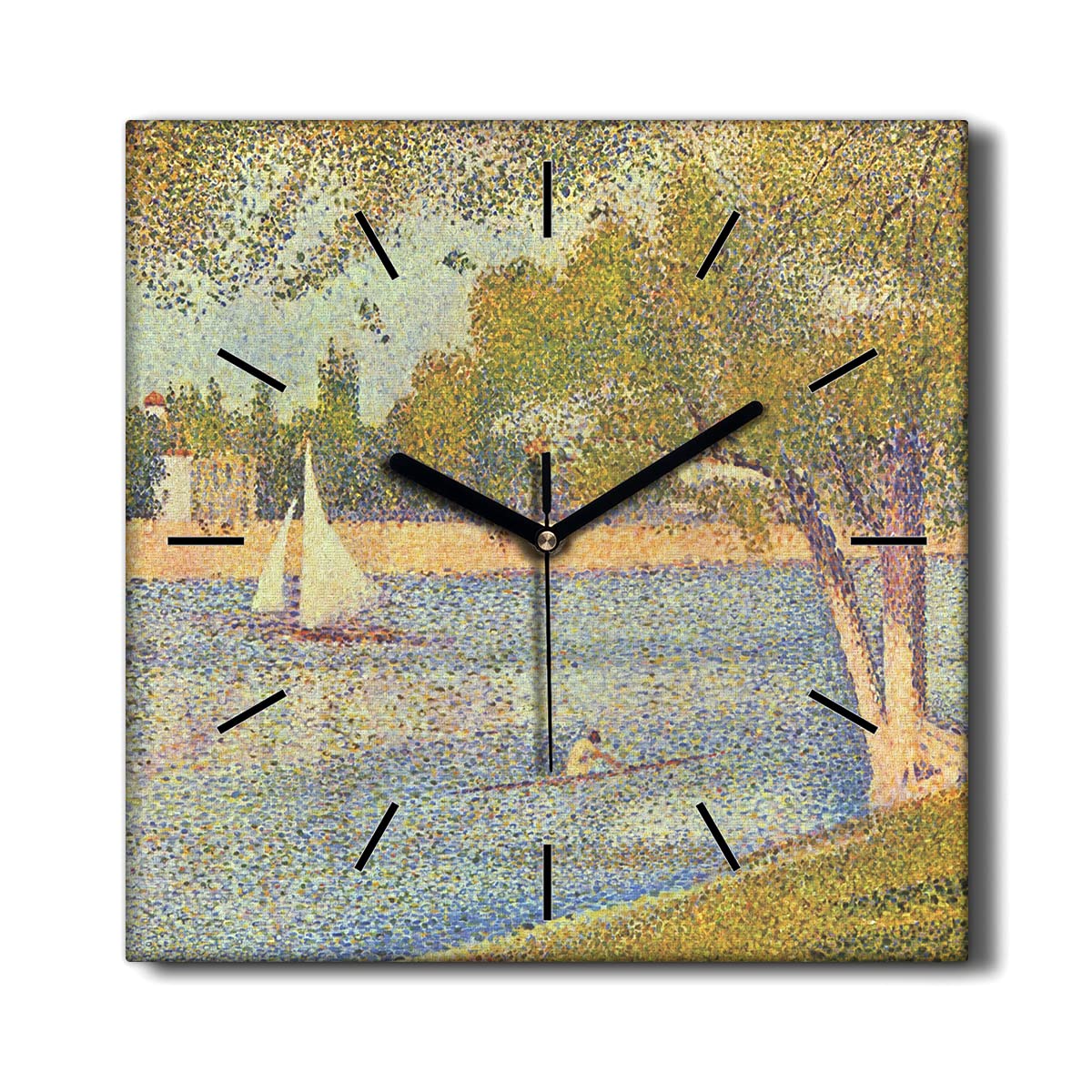 Horloge sans tic-tac 30x30cm sur toile imprimée paysage de Seine Coloray