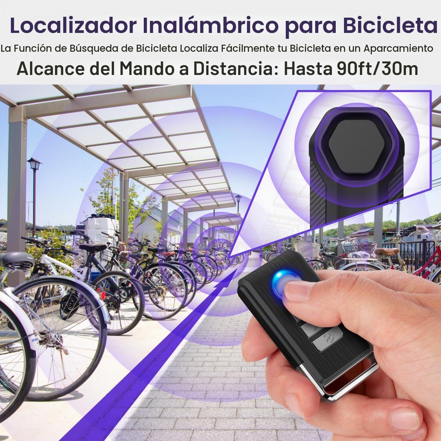 Fosmon Alarma inalámbrica antirrobo para Bicicleta con Control Remoto, Impermeable, Funciona con Pilas, Alarma de Seguridad súper Fuerte de 113 dB para Bicicleta, Motocicleta, Scooter de Movilidad,