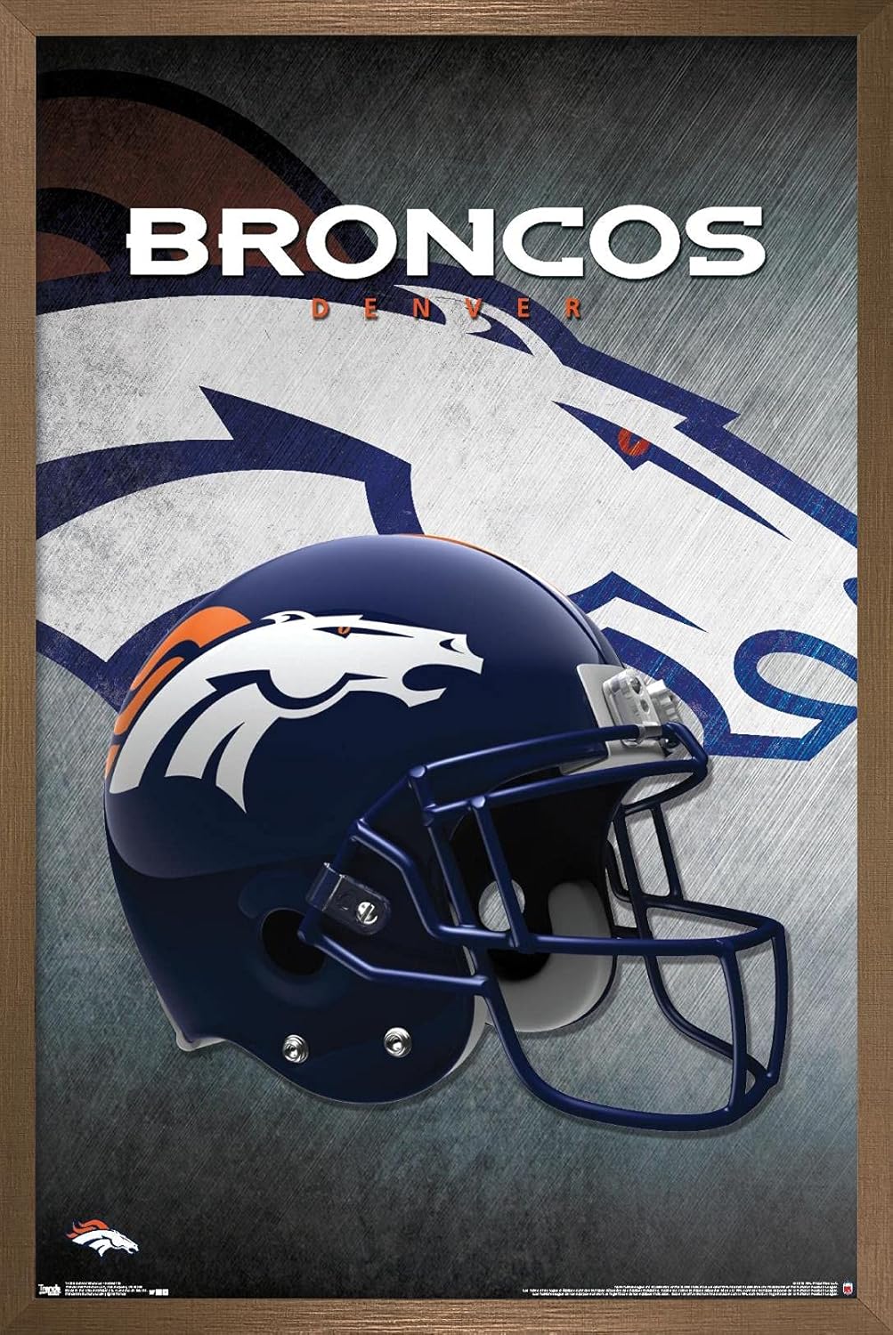 NFL Denver Broncos - Helmet 16 Wall Poster, 34L" x 22.4W", Bronze Framed Version
