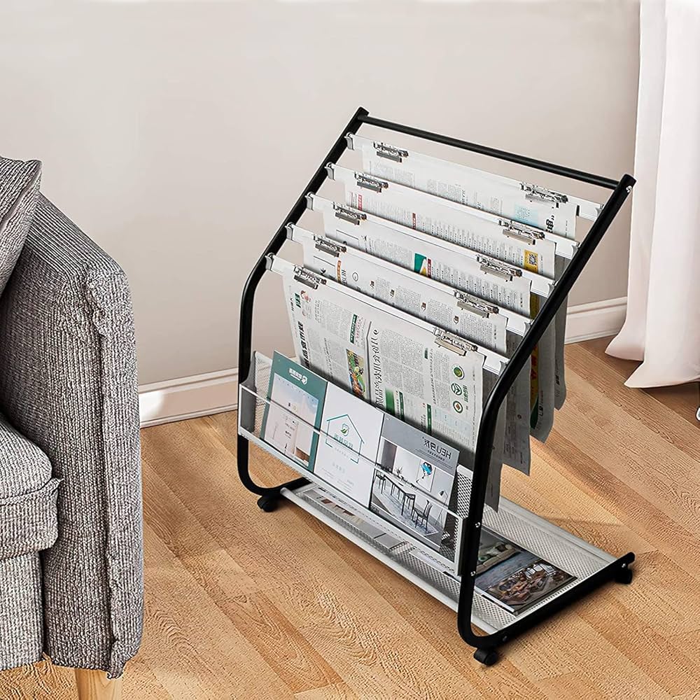 Amazon.co.jp: GIBLEA 新聞ラック 新聞ホルダー 5段 キャスター