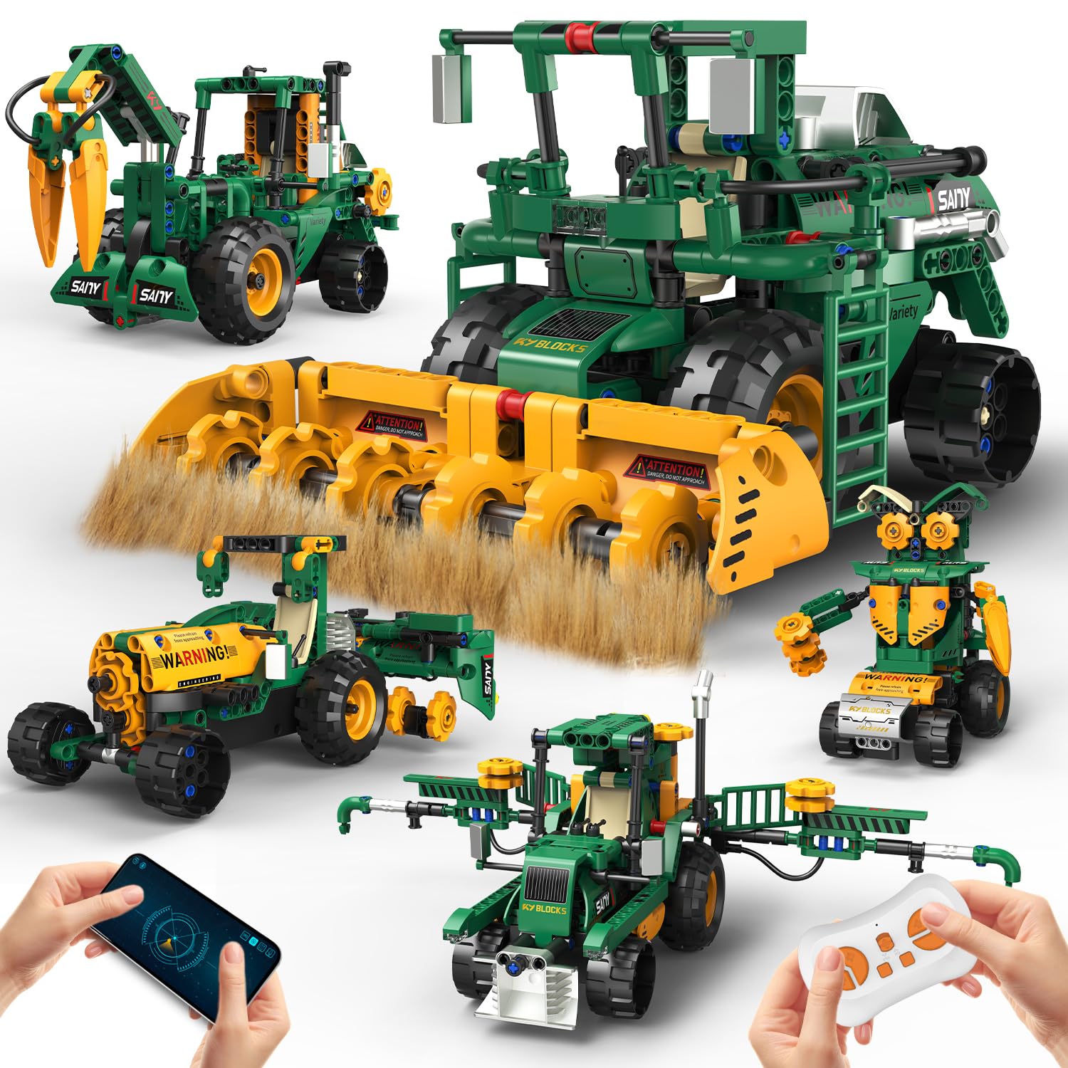 Technologia robota dla dzieci, 5 w 1, zestaw montażowy z aplikacją i zdalnym sterowaniem RC Technic Robot / ciągnik / kombinator / wózek wodny, 313 sztuk RC programowalny prezent dla dzieci 5 6 7 8 10