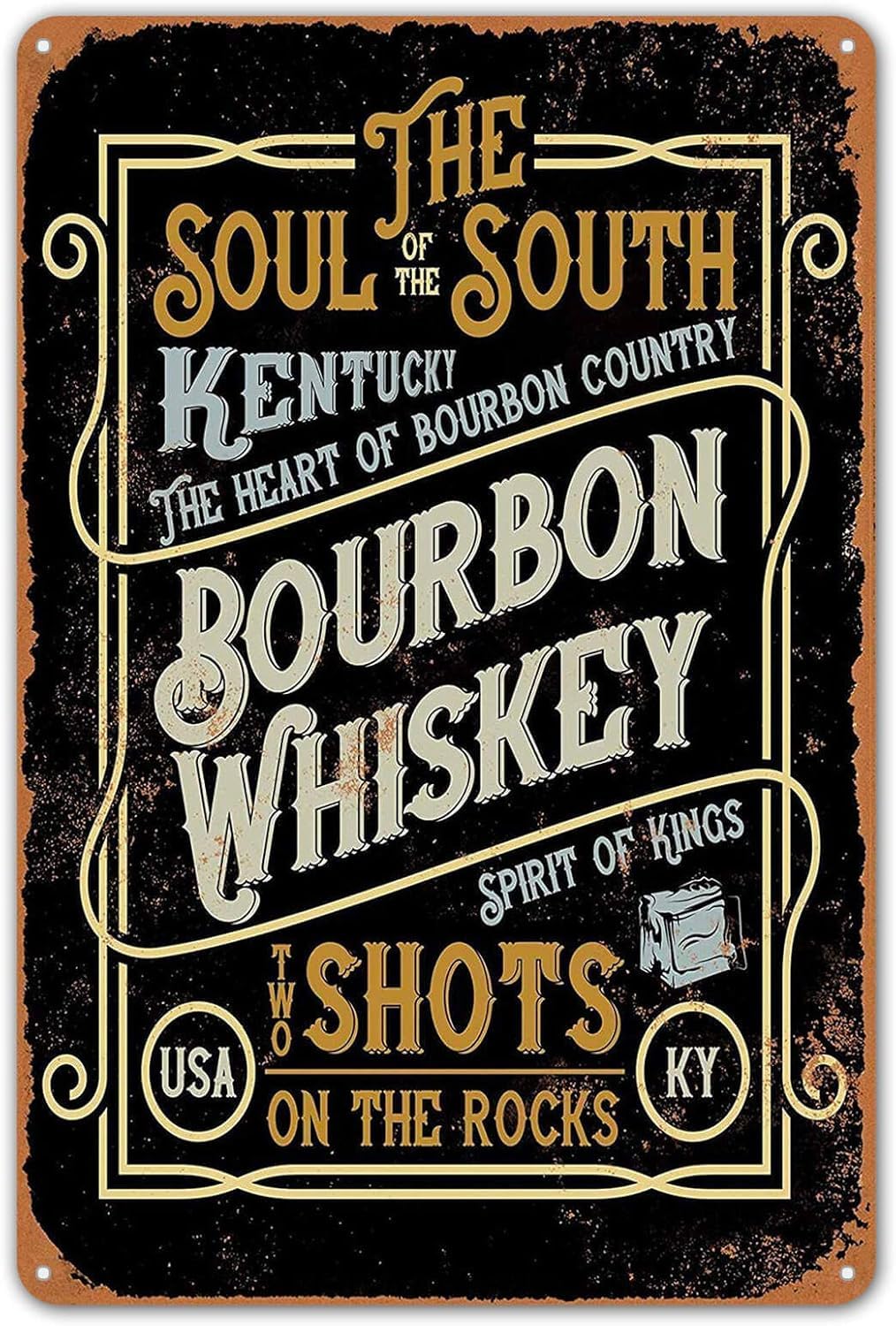 Metal Tin Sign Retro Kentucky Bourbon Whiskey Wall Sign for Home Living Room Bedroom Decor Gift Bar Coffee Shop Kitchen Wall Decor 8x12 Inch