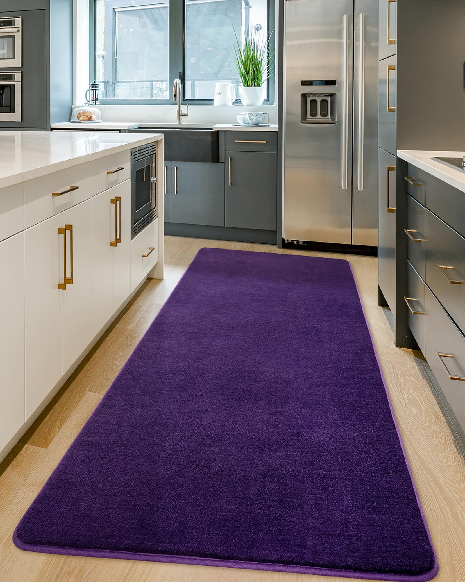 Andecor Shag Runner Rug for Bedroom Living Room, 2x6 Purple Washable Fluffy Hallway Runner Area Rugs for Kitchen Boys Girls Kids Room Home Decorations Carpet