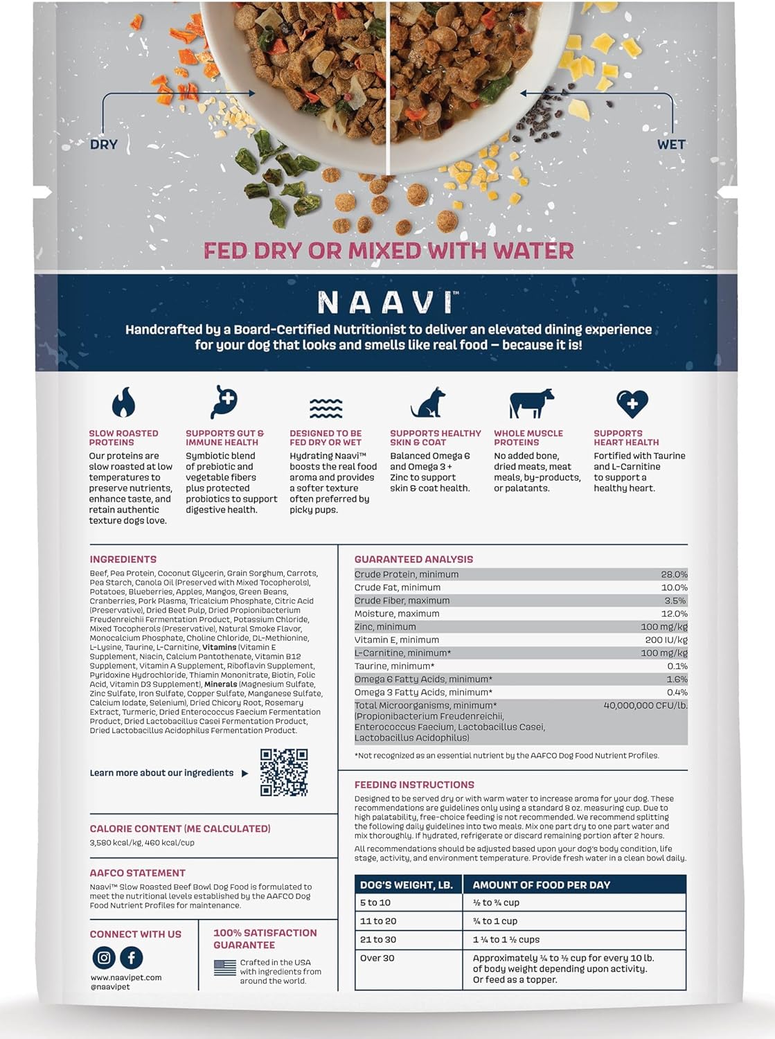 NAAVI Natural Dog Food - Slow-Roasted Beef Bowl with Ancient Grains, Vegetables & Fruits - Ideal Wet/Dry Meal or Premium Dog Food Toppers for Picky Eaters (4 lbs)