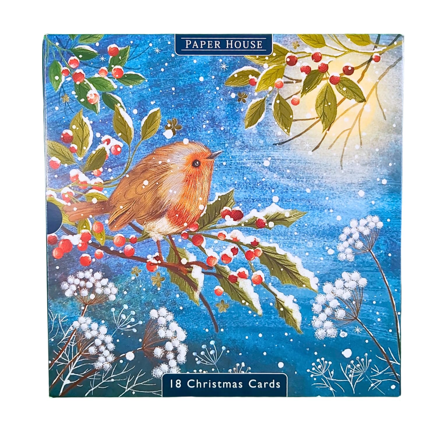 Box of 18 Paper House Festive Robin & Pheasants Christmas Cards Boxed Xmas PSOP0018, 15cm x 15cm