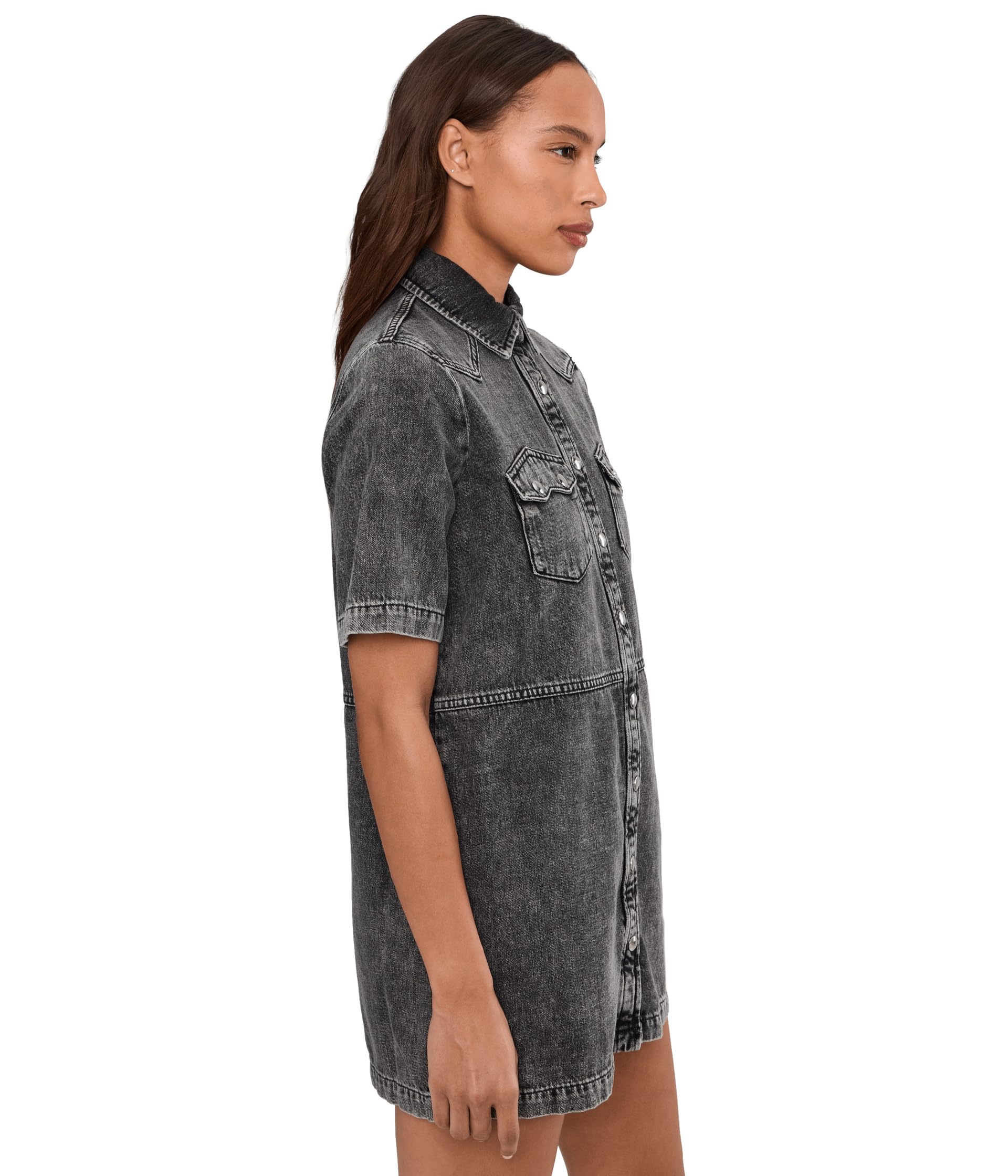 AllSaints Abito in Denim Rock da Donna Abito Lungo, Grigio Lavato, UK 14/US 10
