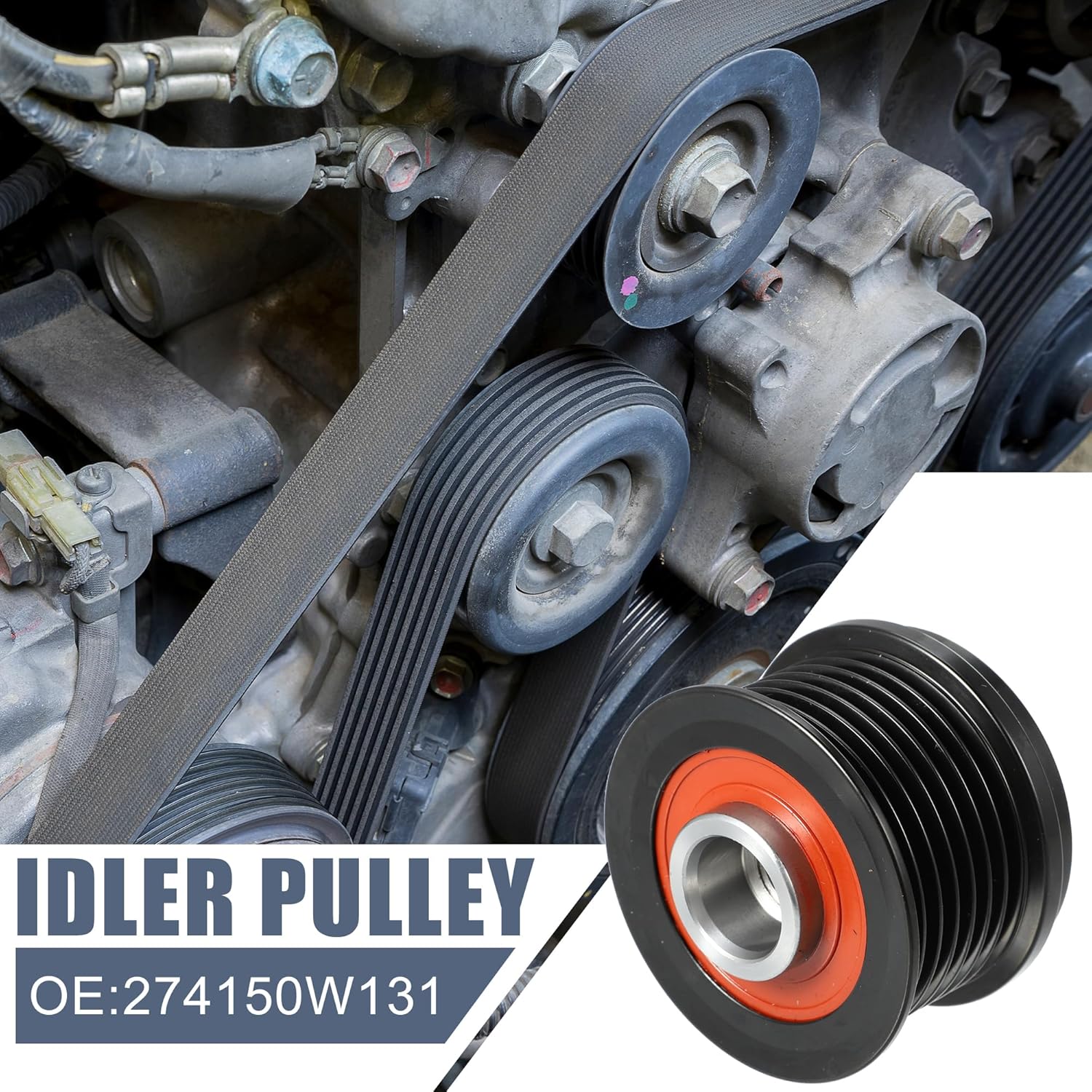 X AUTOHAUX Car Alternator Clutch Pulley Serpentine Belt Idler Grooved Pulley for Lexus ES350 3.5L 2007-2018 Belt Idler Pulley for Toyota Camry 3.5L 2007-2017