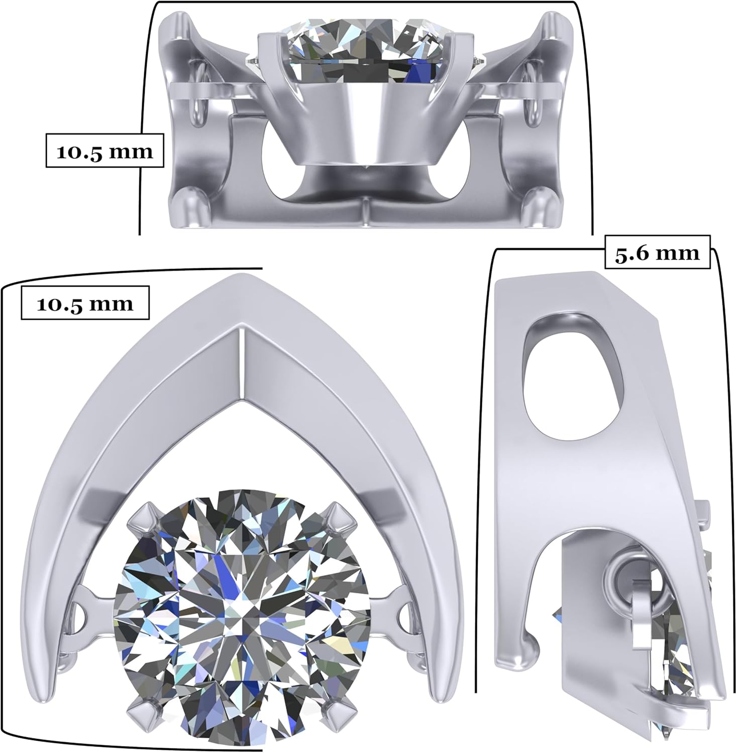 Central Diamond Center Omega Dancing Gemstone Necklace for Women in 925 Sterling Silver & Pure Brilliance Zirconia CZ - Image 2