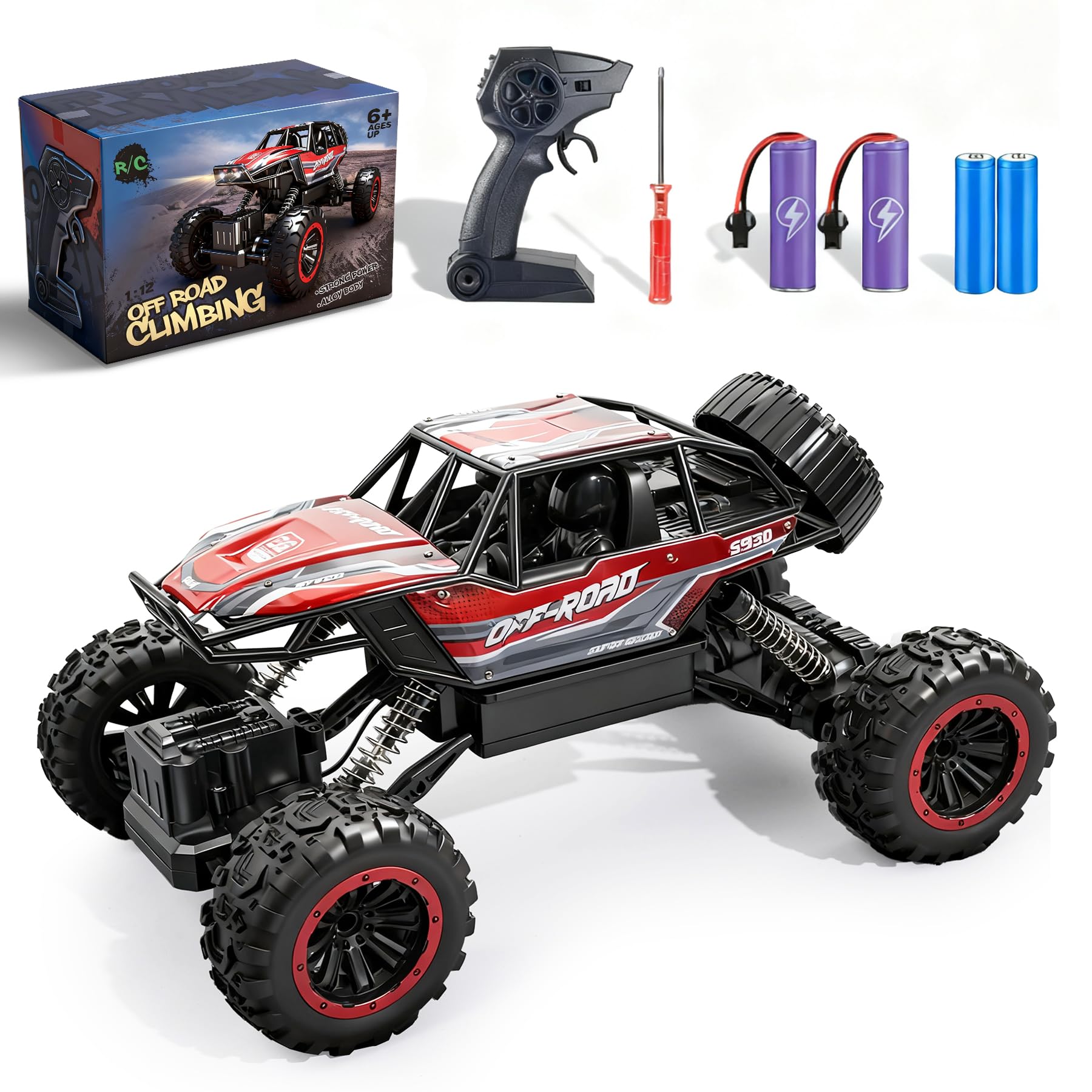 1 12 Large RC Monster Truck for Boys 8-12 with 2 Remote Batteries 12 MPH Off-Road Remote Control