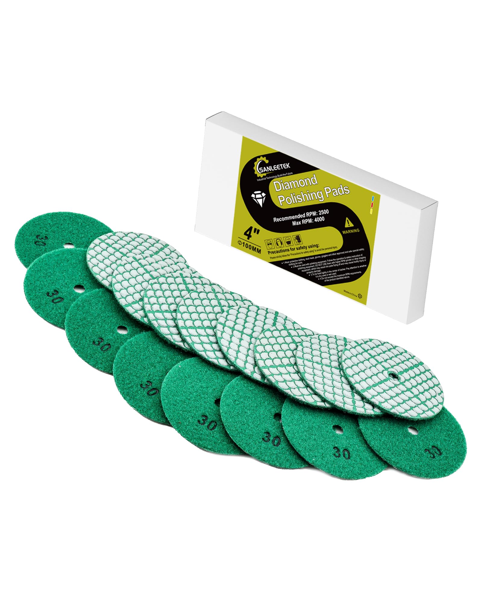 Dischi Diamantati per Lucidatura - 100mm 8pezzi Grana 30 Tamponi Diamantati per Lucidatura Diamante Lucidatura Pad per Granito Marmo Quarzo Pietra Artificiale per Smerigliatrice Angolare