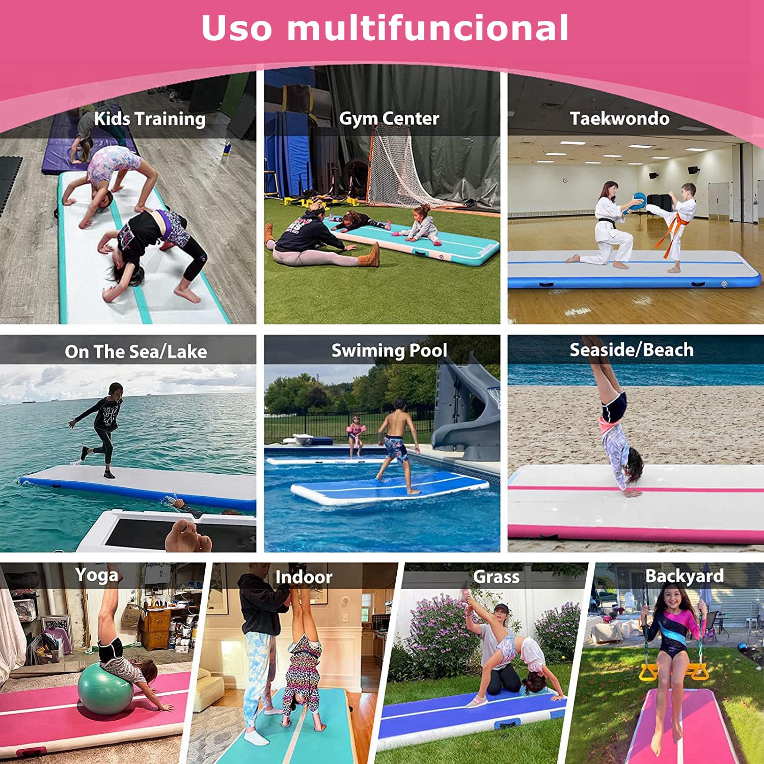 Air Track Colchoneta Gimnasia Ritmica 2 3 4 5 6 m Hinchable 10/20cm Gruesa Colchoneta Deportiva con Bomba de Uso doméstico/Entrenamiento/Rodar/Saltar/Fitness/Yoga/Entretenimiento acuático — view 6