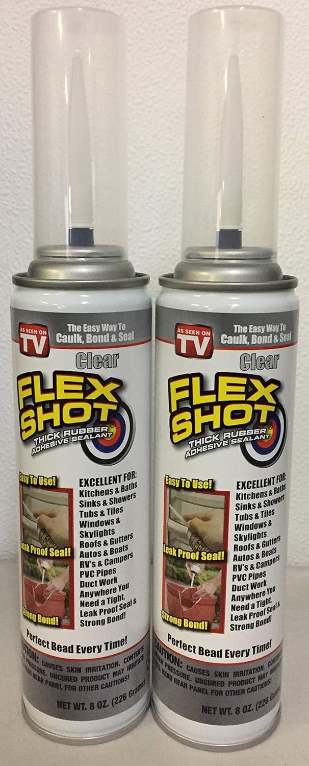 Flex Shot Thick Rubber Adhesive Sealant Caulk, 8oz, Clear