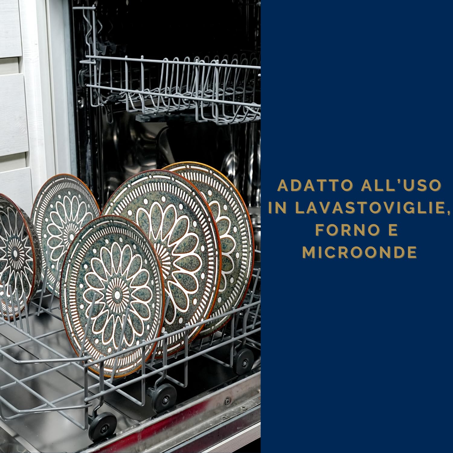 Piatti Porcellana Set 12 Pezzi per 4 Persone Rabat Plate Servizio Elegante Dettagli Raffinati Adatto a Lavastoviglie Forno e Microonde (12 Pezzi)
