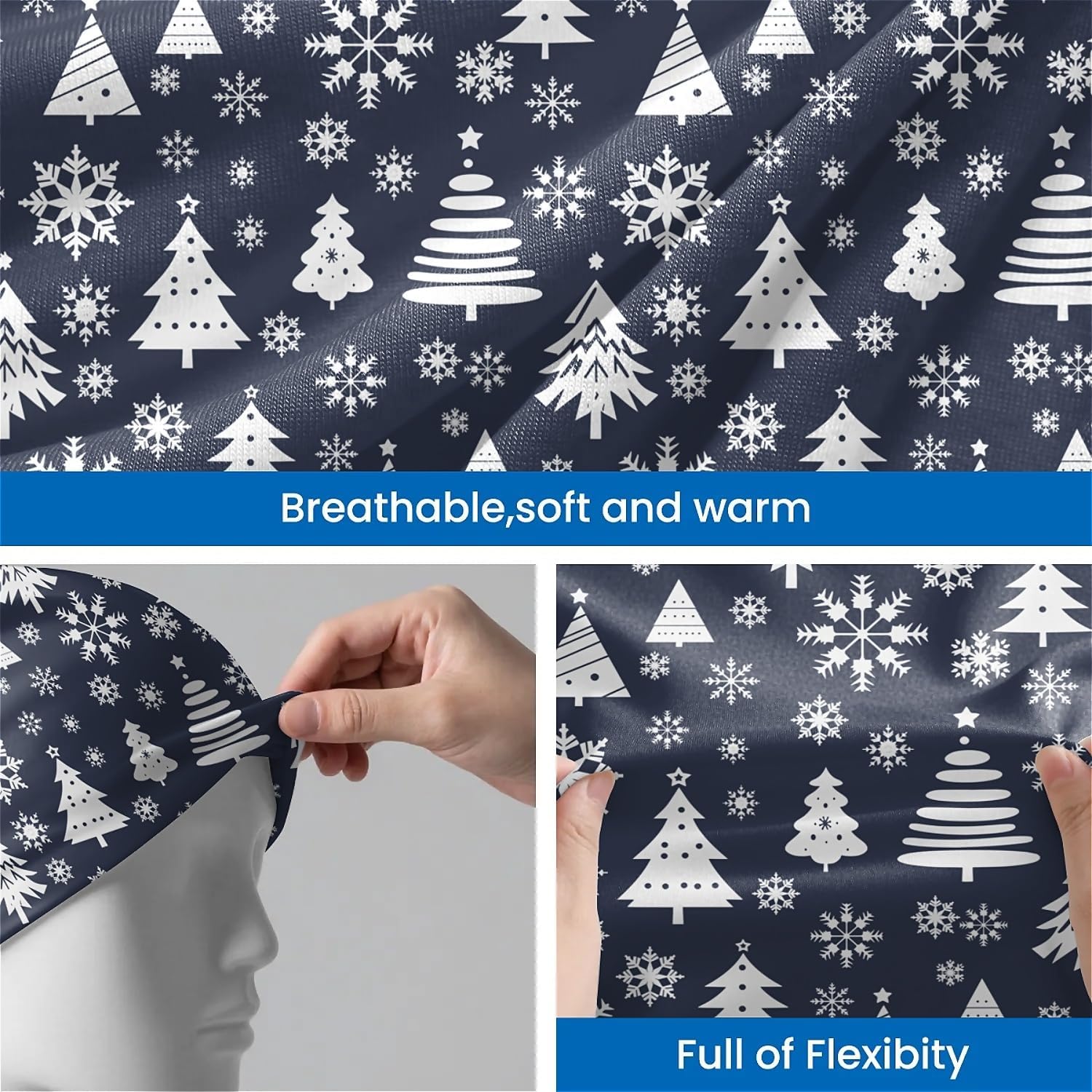 Christmas Women's Slouchy Beanie for Men Hat Adult Dwarf Hats Chemo Cap Cancer Headwear Caps Baggy Skull Sleep Cap Nightcap - Image 3