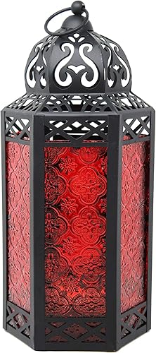 VELA LANTERNS Farol Marroquí Decorativo de Metal Negro Grande de 12 pulgadas - Portavelas Lámpara - Interior/Exterior, Decoración del Hogar, Patio