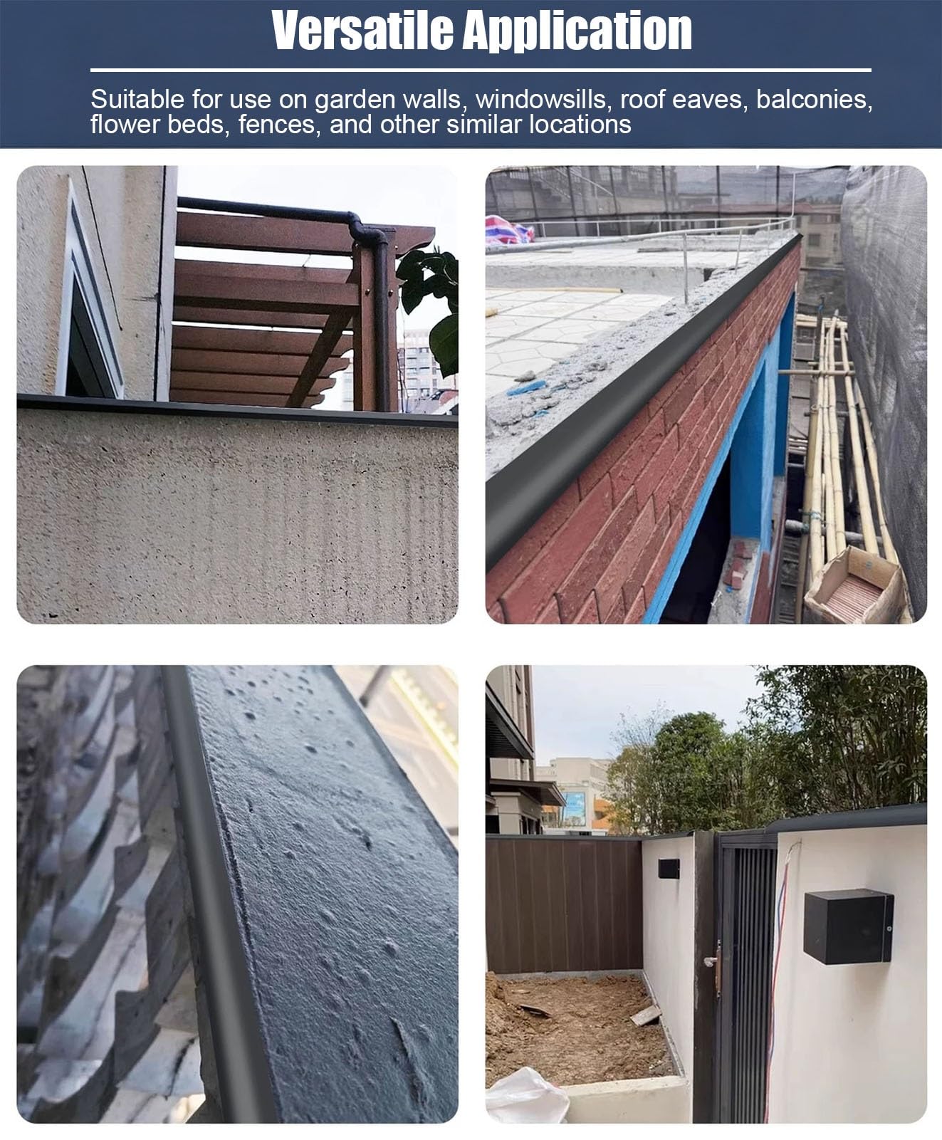 Vierteaguas Muro Exterior Deflector de Borde para Goteo en Tejado | Barrera de Aluminio Contra el Agua para Paredes Exteriores, Alféizares de Ventanas y Puertas Exteriores(Brown,2.5m(8.2ft))