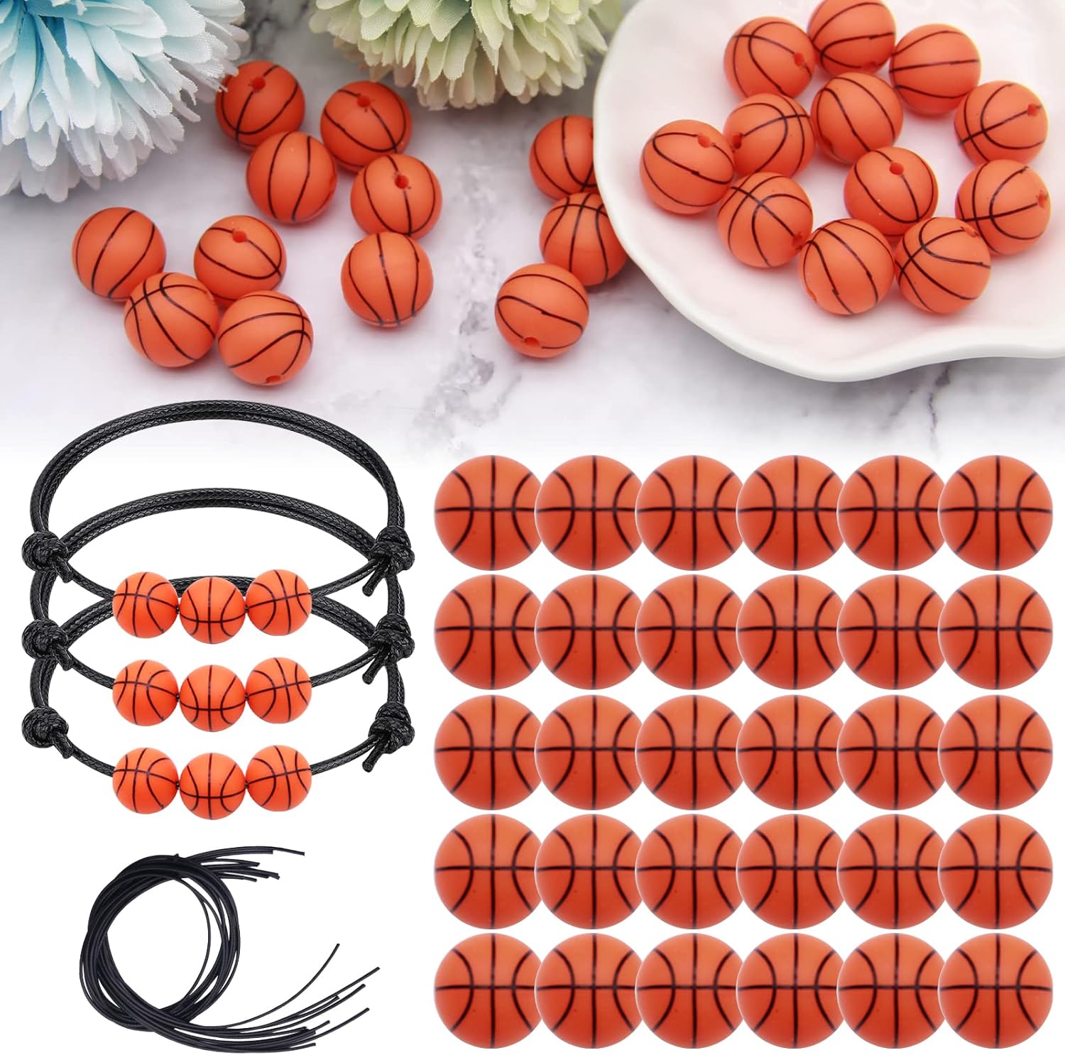 GKNOCK 40PCS Silicone Beads 15mm for Adjustable Sport Theme