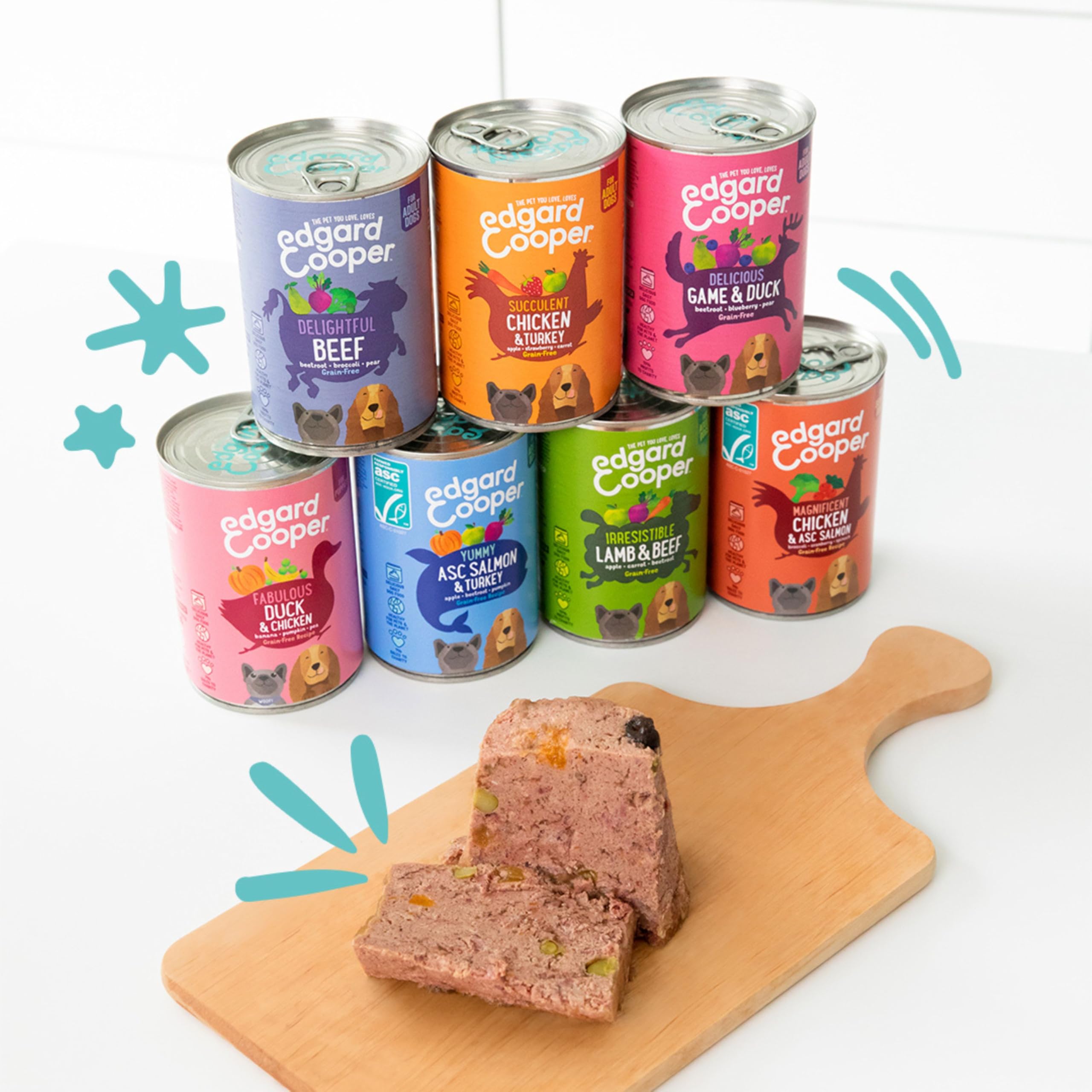 Edgard & Cooper Nourriture Humide pour Chien - Parrain - sans céréales Senior - Nourriture Humide - Poulet Naturel et Saumon - 400 g x 6 avec Beaucoup de Viande fraîche et d'intestins nutritifs
