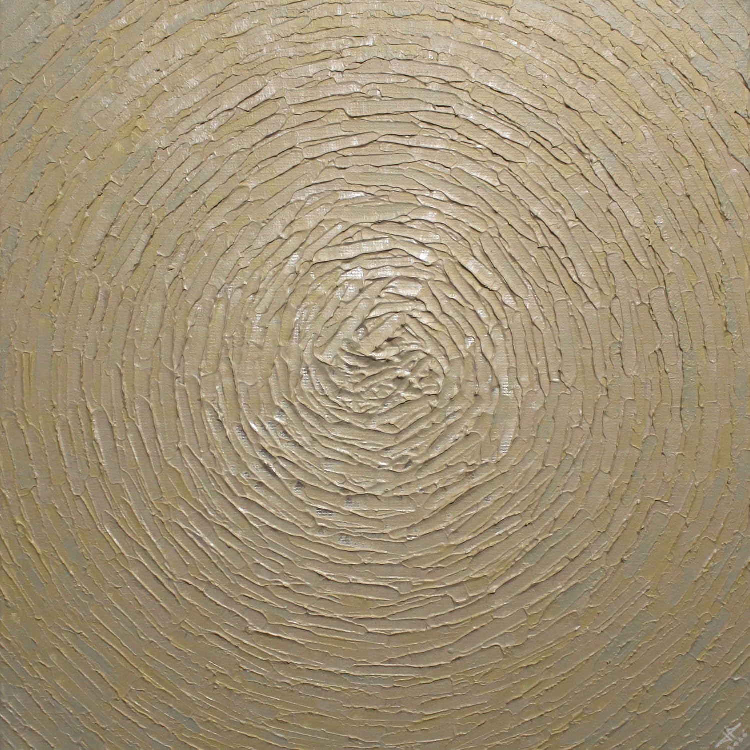 Éclat concentrique nacré clair 40x40 Cm | peinture abstraite nacrée | petite toile beige texturée