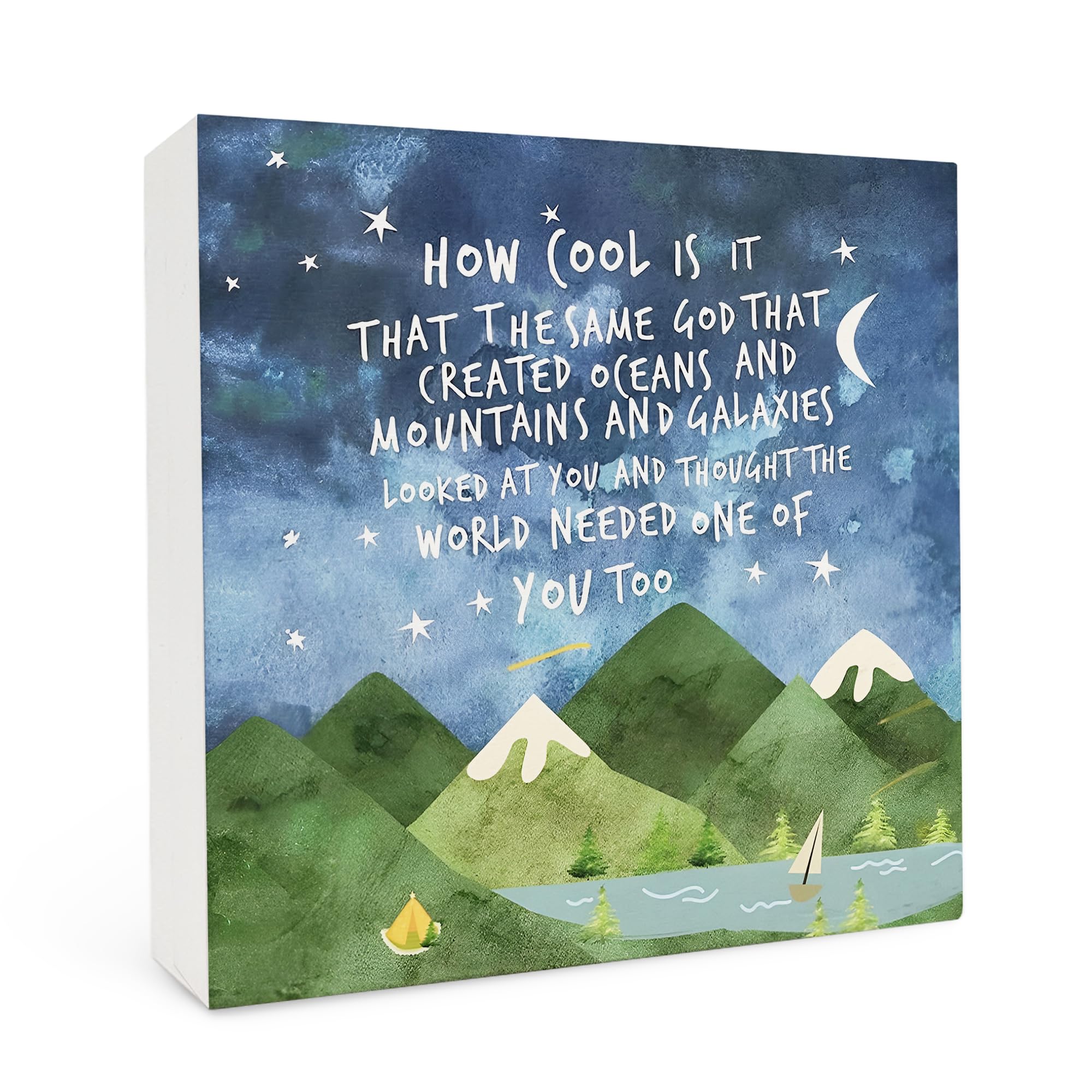 FHUGX How Cool Is It The Same God Inspirational Wooden Sign Desk Decor 5x5,Bible Verse Sign,Positive Christian Home Bedroom Teens Room Nursery