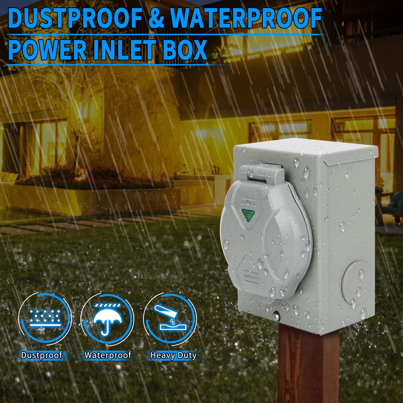 Invert Inlet Box Knock Box TIPHOPE Pre-Drilled Generator Inlet Box,30Amp Power Inlet Box ...