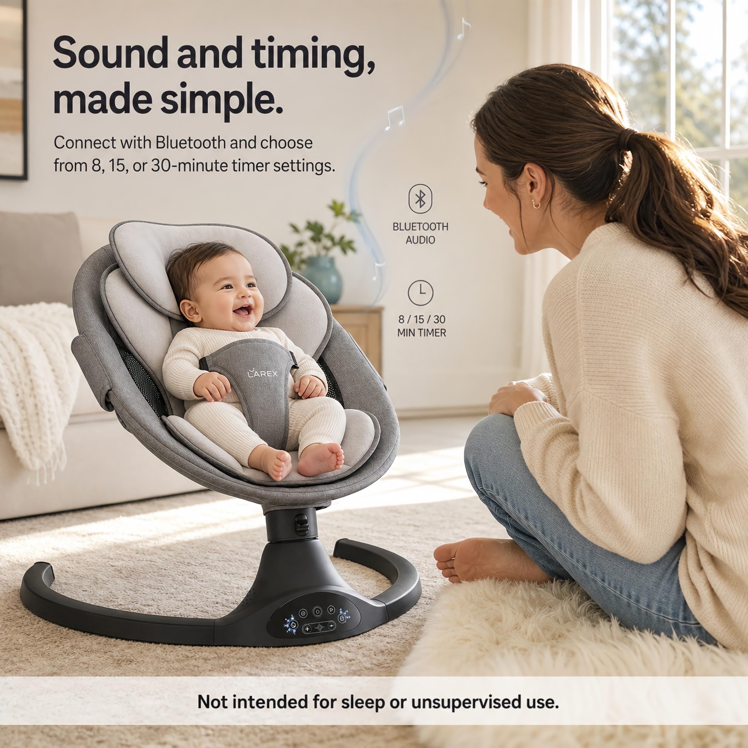 LAREX Baby Swing for Infants to Toddler with Remote Control & Bluetooth — Amazon image 5