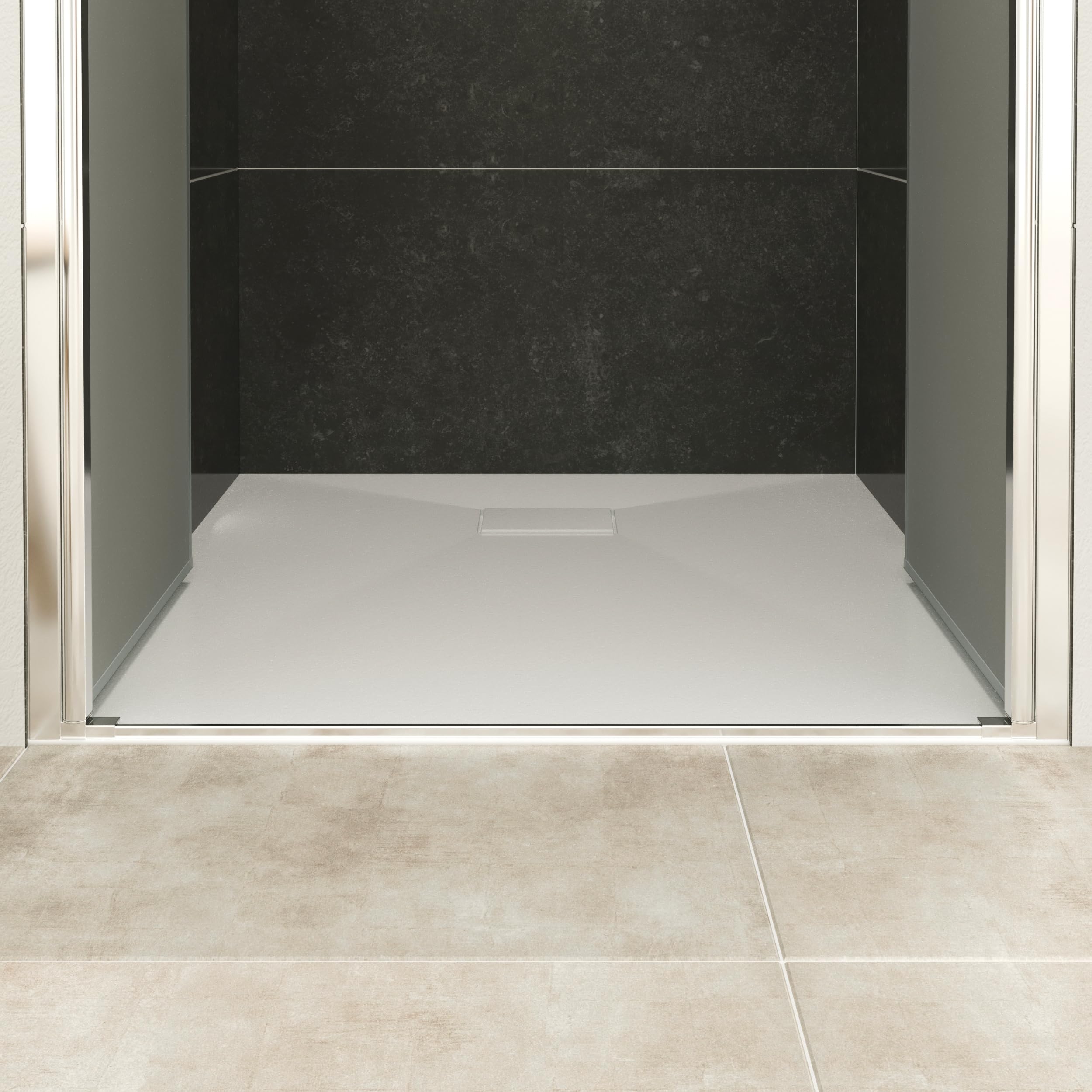 Mampara de Ducha LARA, Puerta Doble Abatible 77-80 x 195 cm - Vidrio de Seguridad Satinado ESG 6MM, Perfiles Cromo #NF