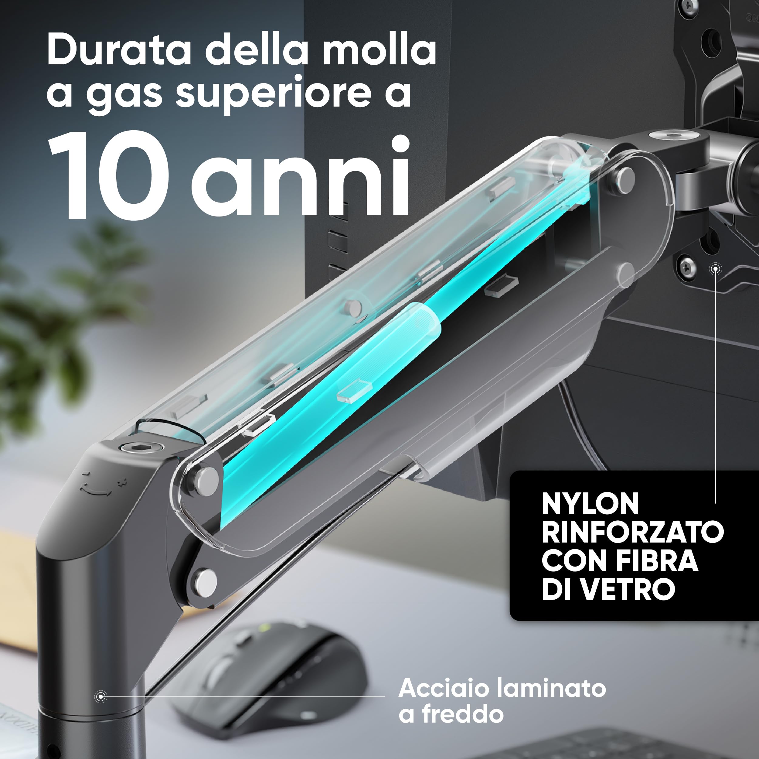 ONKRON Supporto Monitor Scrivania 13-32 pollici, 2-9 kg, Braccio Monitor VESA 75x75-100x100, Supporto Schermo PC Snodabile, Porta Schermo PC da Scrivania Regolabile in Altezza, Universale, Nero G50-B