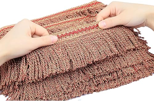 Miniatura 6 de Fenghuangwu Borde de flecos de lingote de 5.5 yardas x 3.3 pulgadas de diámetro, ribete de flecos de alta densidad, flecos de costura de poliéster,