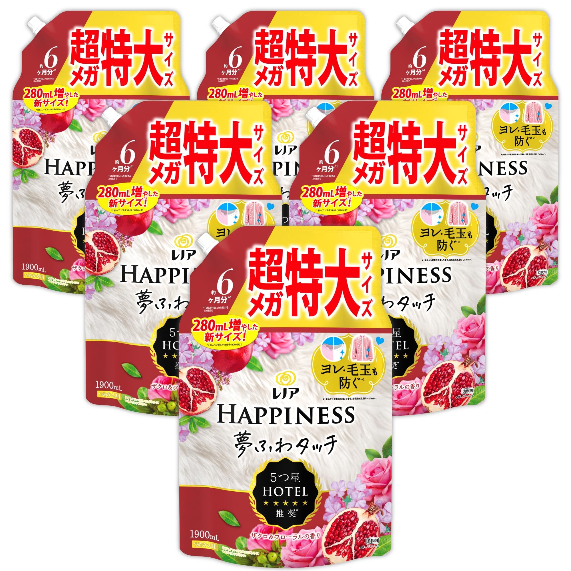 レノア ハピネス 柔軟剤 ザクロ&amp;フローラル 詰め替え 1,900mL×４袋 Amazon.co.jp: レノア ハピネス 夢ふわタッチ 柔軟剤 ザクロ