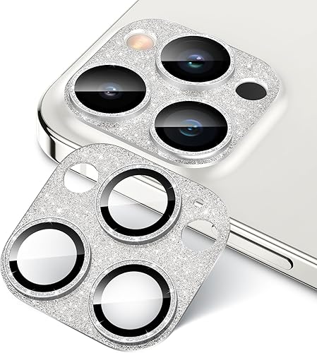Goton Protector de lente de cámara Bling para iPhone 15 Pro Max y 15 Pro Protector de pantalla de vidrio templado, bonita cubierta de lente con